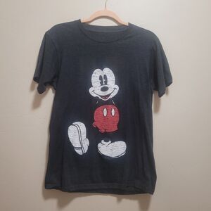 Mickey & Friends Tee Shirt Women's Size Medium Dark Gray Mickey Mouse Crewneck